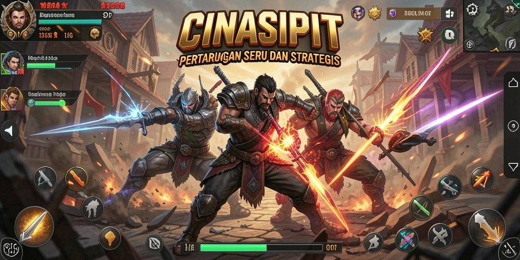 Tampilan gameplay CINASIPIT dengan karakter yang tengah bertarung.