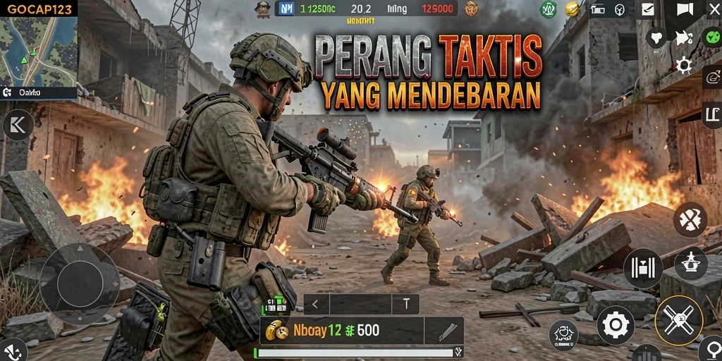 Tampilan gameplay intens di GOCAP123 dengan aksi FPS yang mendebarkan.