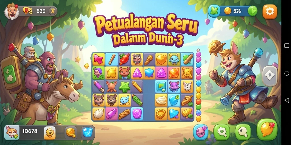 Tampilan gameplay seru dari ID678 dalam kategori Match-3.
