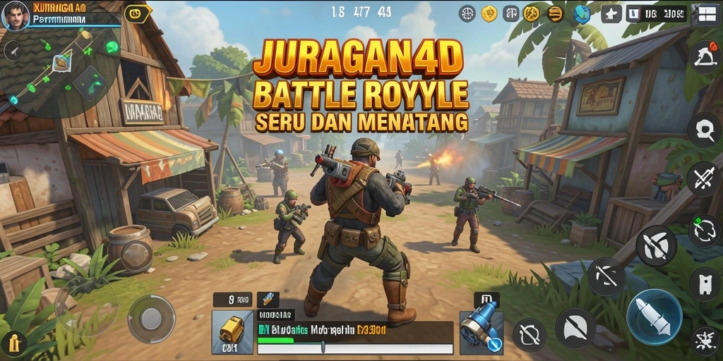 Tampilan gameplay seru dari JURAGAN4D dalam aksi Battle Royale.