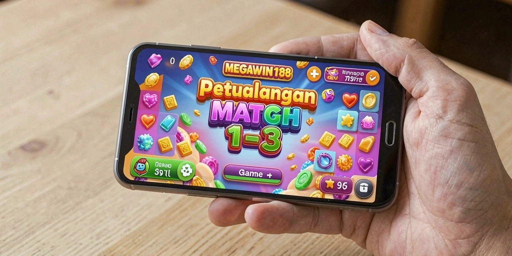Tangkapan layar gameplay seru dari MEGAWIN188 dengan elemen Match-3.