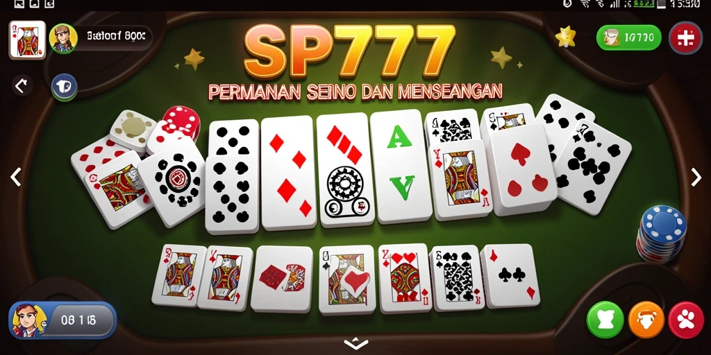 Tangkapan layar SP777 menampilkan antarmuka permainan Domino yang menarik.