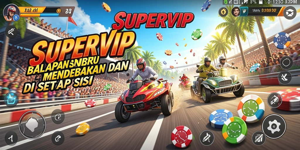 Gameplay Racing yang seru dan mendebarkan di SUPERVIP.