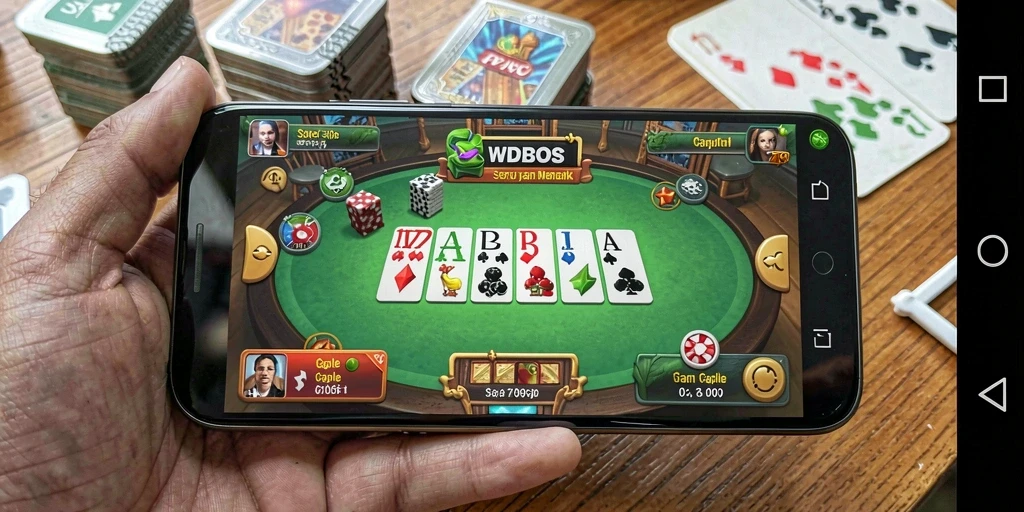 Screenshot utama WDBOS menampilkan gameplay Gaple yang seru.