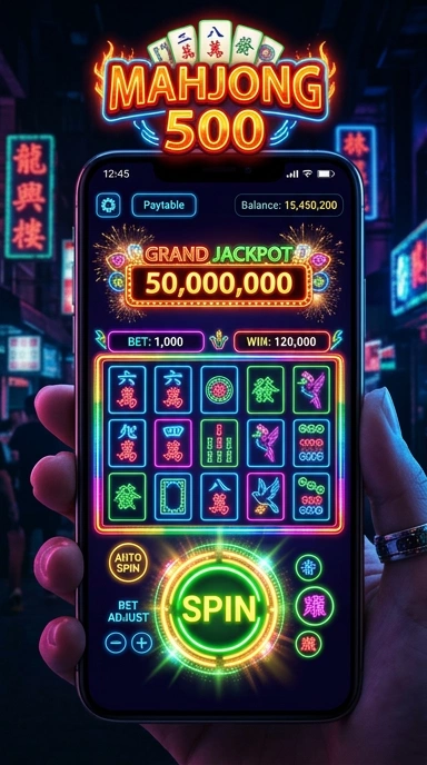 Tampilan antarmuka utama aplikasi Mahjong500 yang menarik.